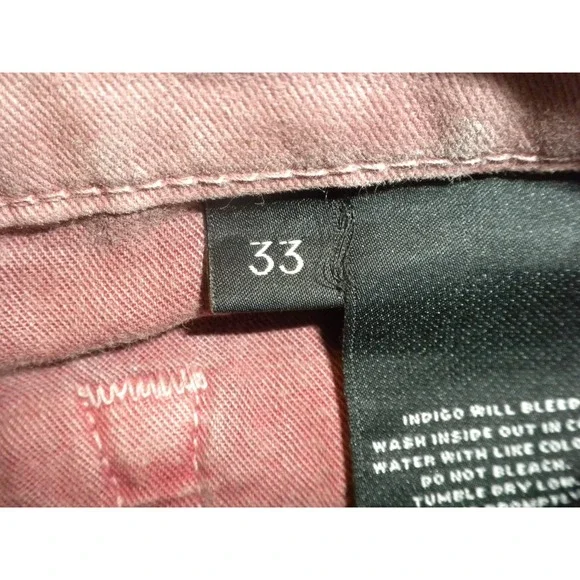 J Brand Tyler Jeans Mens 33x32‎ Thrashed Radish Red Denim Slim Fit Distressed - Picture 9 of 16